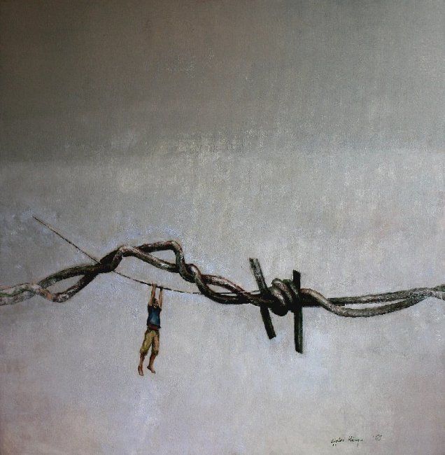 Painting titled "acrobat" by Kinga Enikő Győri, Original Artwork