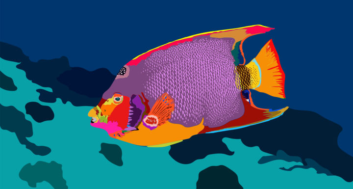 Arts numériques intitulée "Fish" par Mogyorogyozo, Œuvre d'art originale, Travail numérique 2D