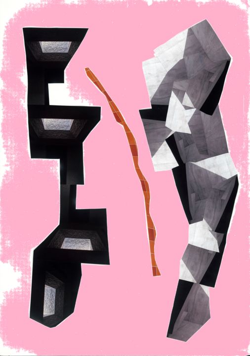 Collages titled "Bernard et Catherin…" by Gysin Broukwen, Original Artwork, Collages