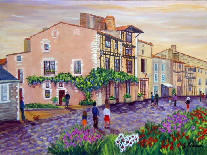 Painting titled "Jour-de-fête-Format…" by Gyslaine Pachet Micheneau, Original Artwork, Oil