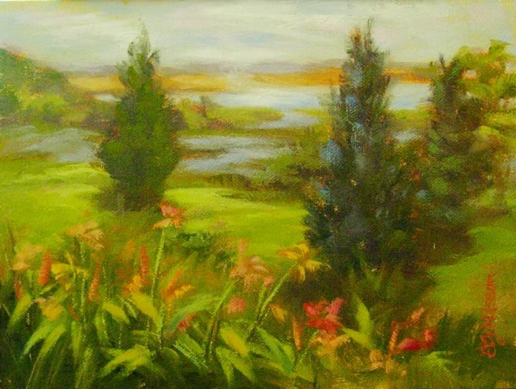Morning Symphony, oil morning symphony, gloria nilsson, connecticut artists, original oil paintings, madison art society