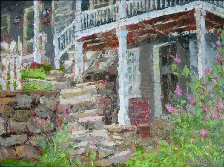 View from the Dirt Road, Medad Tavern, Guilford, Connecticut by Gloria Nilsson original paintings, oils, pastels, gloria nilsson