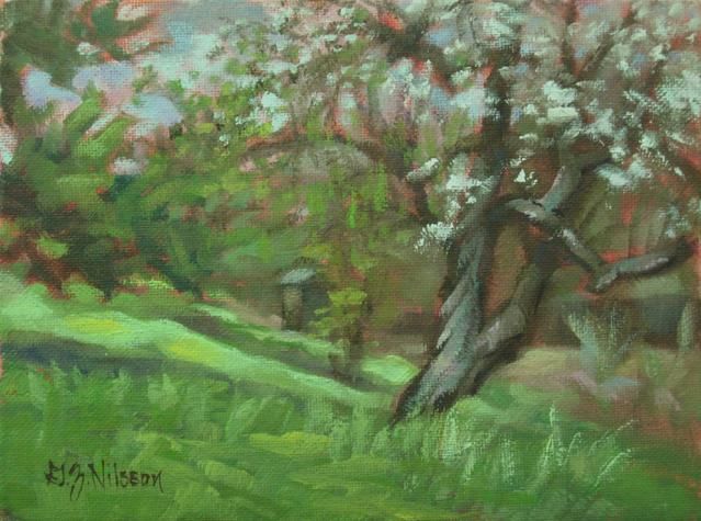 Spring Sonant, Bauer Farm original oil painting outdoor art exhibit, fine art, jewelry, gloria Nilsson, sidewalk sale, madison connecticut
