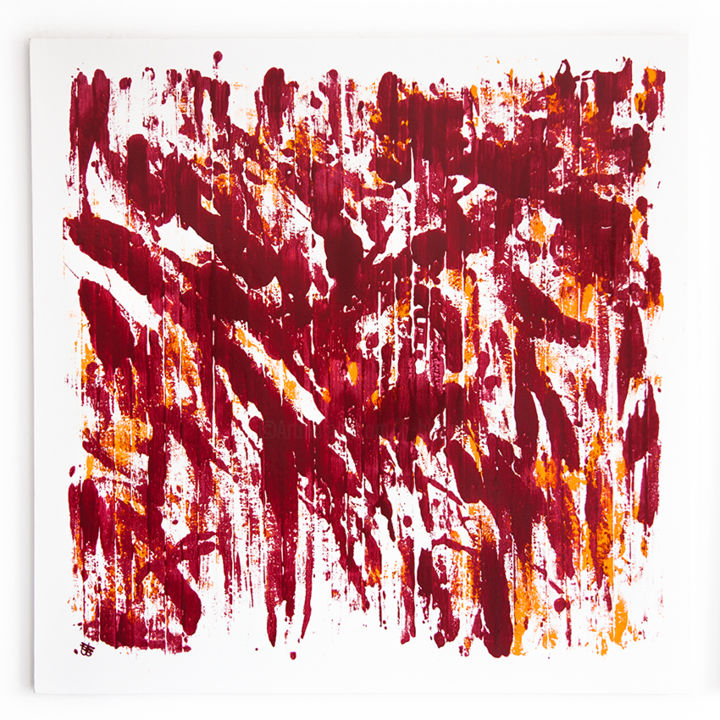 绘画 标题为“Red & Orange” 由Hervé Bichet, 原创艺术品, 油