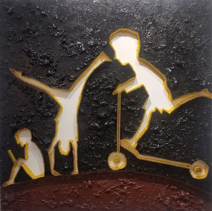 Картина под названием "GRANDIR" - Hervé Bichet, Подлинное произведение искусства, Масло
