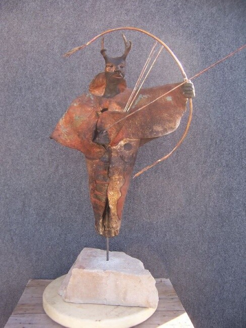 Sculpture titled "Night Shaman" by H. Cordova, Original Artwork, Terra cotta