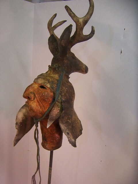 Sculpture titled "Yaqui Deer Dancer" by H. Cordova, Original Artwork, Terra cotta