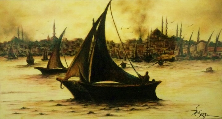 "old istanbul" başlıklı Resim H.Gurel Art tarafından, Orijinal sanat, Kalem
