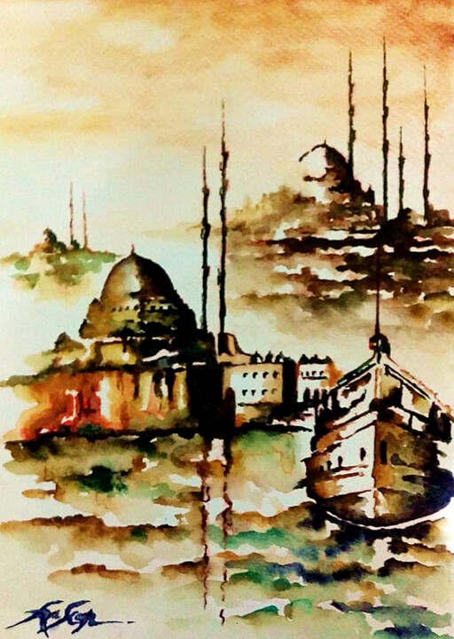 Drawing titled "istanbul (watercolo…" by H.Gurel Art, Original Artwork, Watercolor