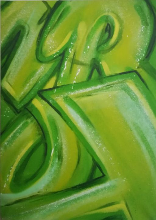 Painting titled "Green" by Frize H, Original Artwork
