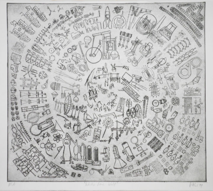 Incisioni, stampe intitolato "BraveNewWorld-etchi…" da Hannes Hofstetter, Opera d'arte originale, Acquaforte
