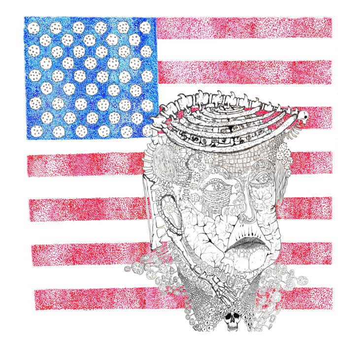 Drawing titled "God Save Donald Tru…" by Chulo El Cabron, Original Art, Ink