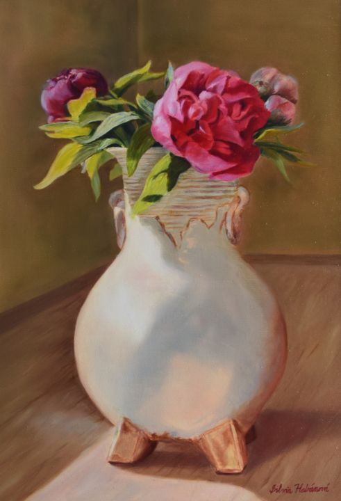 Painting titled "Summer still life" by Silvia Habanova, Original Art, Oil