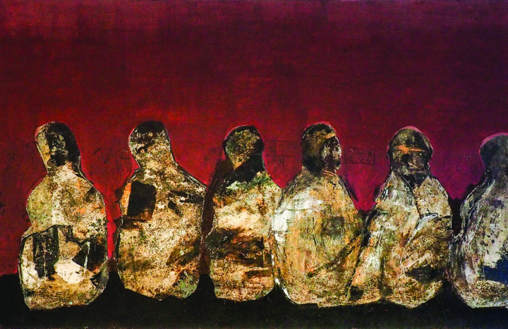 Painting titled "Les Sages" by Habib Hasnaoui, Original Artwork, Acrylic