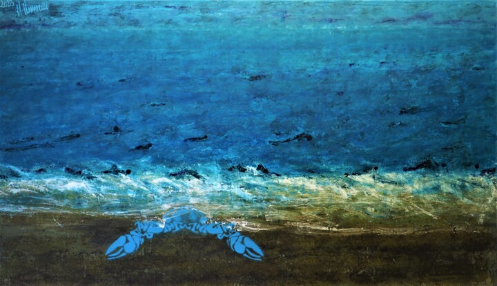 Malerei mit dem Titel "L'Homard Bleu et la…" von Habib Hasnaoui, Original-Kunstwerk, Acryl