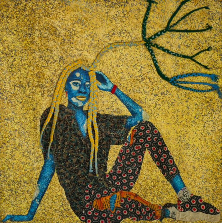 Painting titled "Mimi" by Habibatou Yaye Keita, Original Artwork, Acrylic Mounted on Wood Stretcher frame