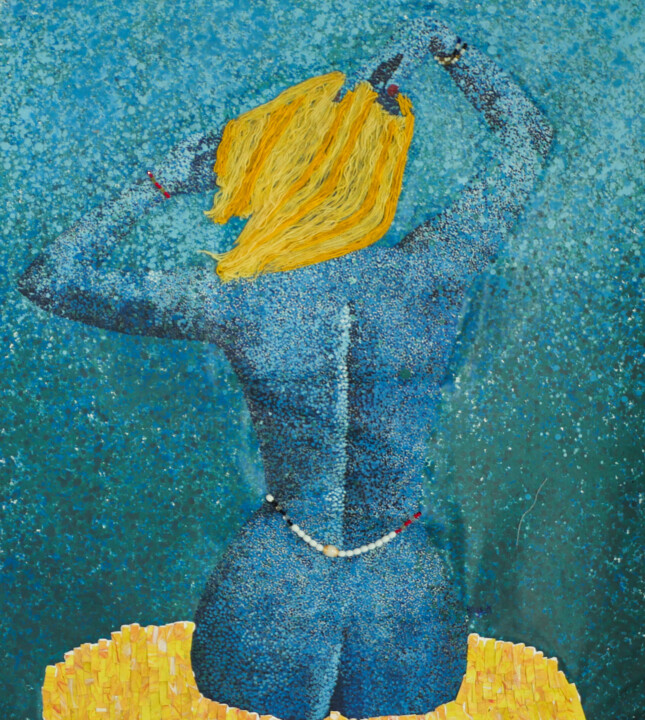 Schilderij getiteld "Dévoilée" door Habibatou Yaye Keita, Origineel Kunstwerk, Acryl