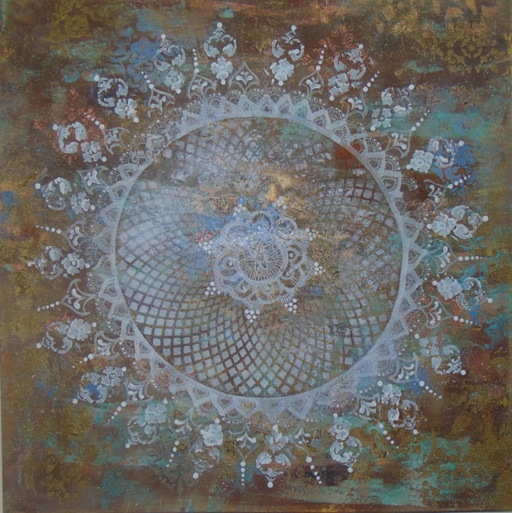 Pittura intitolato "Renda de Ouro" da Kira Habyb Abud, Opera d'arte originale, Acrilico