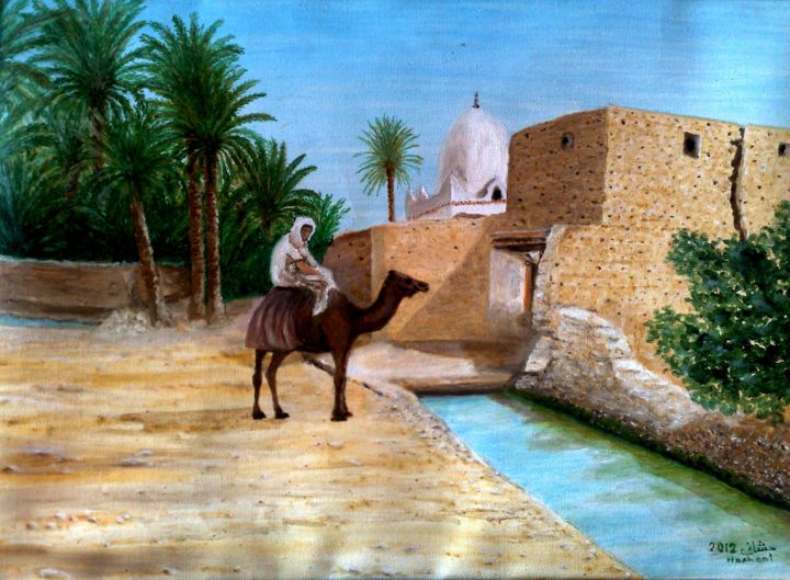 Painting titled "Mosquée Sidi Lahcen…" by Biskoas, Original Artwork, Oil