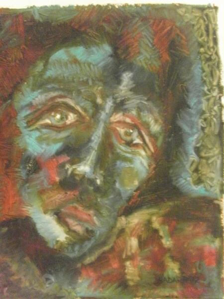 Painting titled "Blue Face" by Hadara Levin Areddy, Original Artwork, Oil