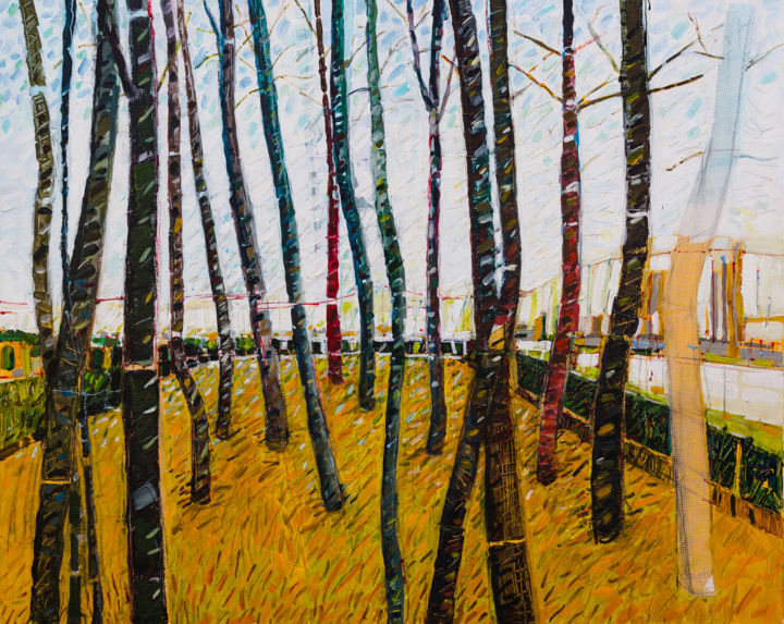 Painting titled "trees" by Hadara Rotem, Original Artwork, Acrylic