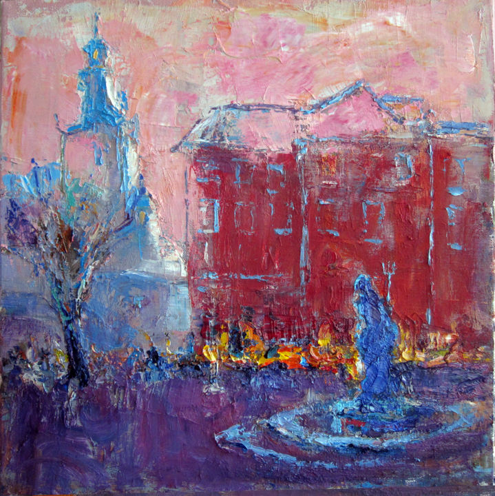 Painting titled "Lvov" by Valeri Hadeev, Original Artwork, Oil