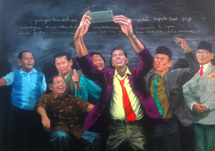 Peinture intitulée "Indonesian Presiden…" par Hadi Masoed, Œuvre d'art originale, Acrylique