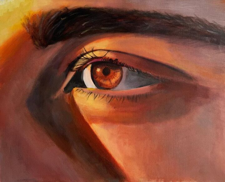 Картина под названием "Oeil anonyme" - Sofiane Hadji, Подлинное произведение искусства, Масло Установлен на Деревянная рама…