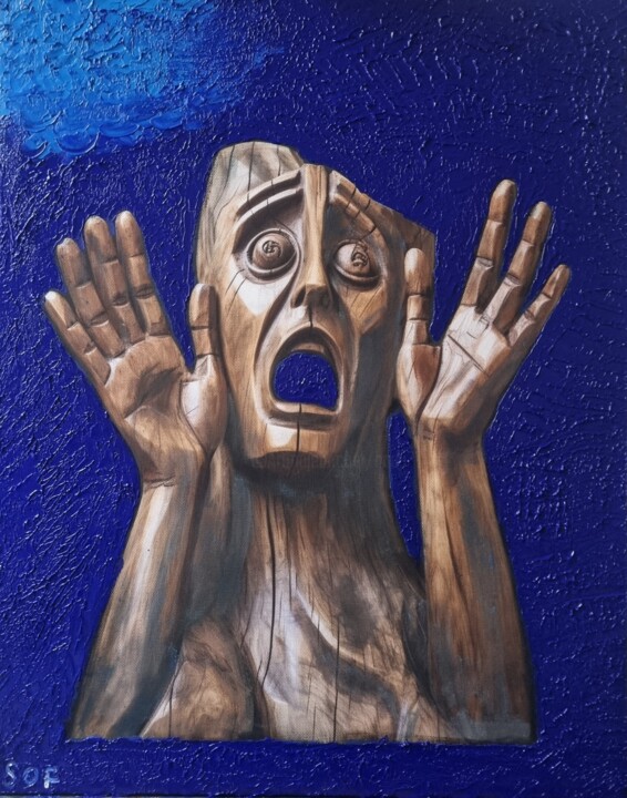 Pittura intitolato "Afraid" da Sofiane Hadji, Opera d'arte originale, Olio