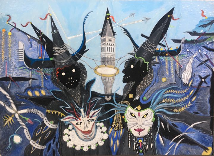 Pintura titulada "Carnevale di Venezi…" por Zlatko Hadji Pecov, Obra de arte original, Acrílico