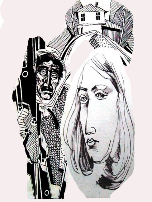 Dibujo titulada "Тя и той" por Ivan Hadjidimitrov, Obra de arte original