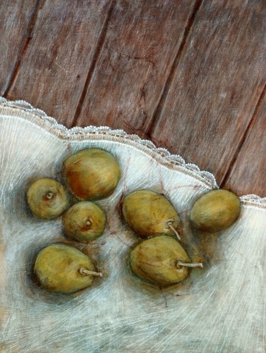 Ζωγραφική με τίτλο "Olives" από Hadzi Natalija Milutinovic, Αυθεντικά έργα τέχνης, Ακρυλικό