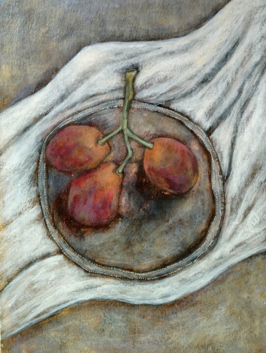 Painting titled "Grapes" by Hadzi Natalija Milutinovic, Original Artwork, Acrylic