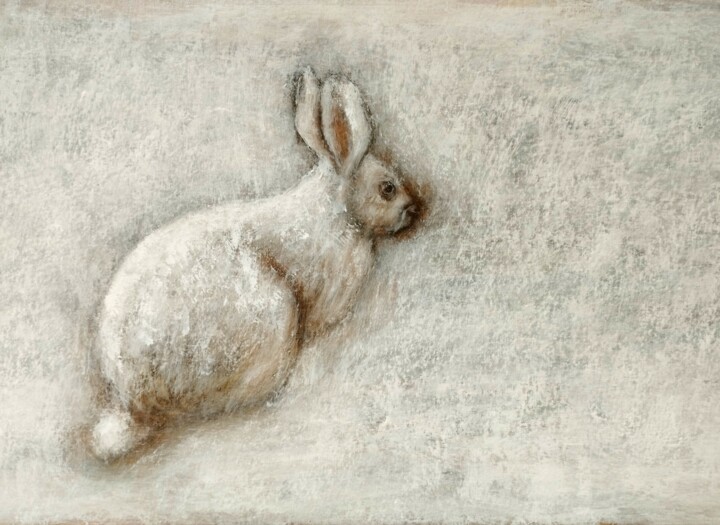 Pintura intitulada "White rabbit" por Hadzi Natalija Milutinovic, Obras de arte originais, Acrílico