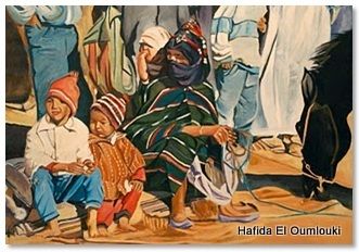 Painting titled "LA FAMILIA BEDUINA…" by El Oumlouki Hafida, Original Artwork