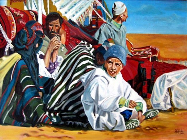 Pintura titulada "MERCADO DE ALFOMBRAS" por El Oumlouki Hafida, Obra de arte original