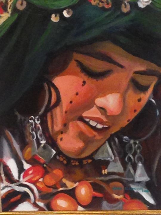 Pintura titulada "LA SONRISA DEL DESI…" por Hafida El Oumlouki Shaïmi, Obra de arte original, Oleo