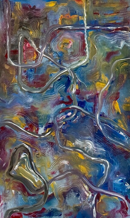 Painting titled "Chaos" by Hafsa Khan, Original Artwork, Oil