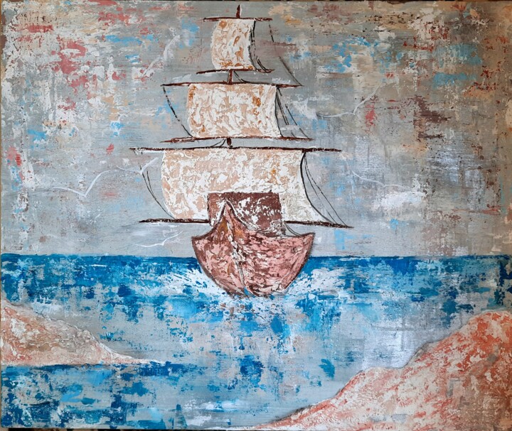 Painting titled "Sailing" by Hagar Ali, Original Artwork, Acrylic