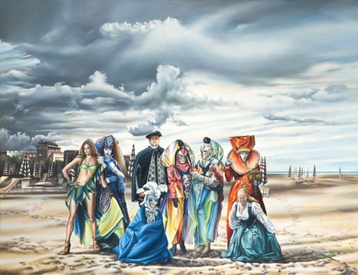 Painting titled "The last act" by Victor Hagea, Original Art, Oil