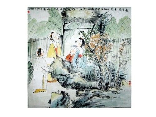 Pintura intitulada "春情满眼脸红俏" por Hu Chen, Obras de arte originais, Óleo