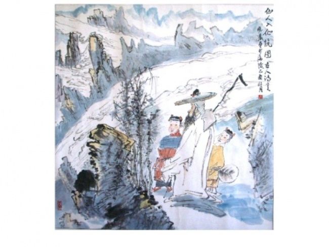 Peinture intitulée "仙境" par Hu Chen, Œuvre d'art originale