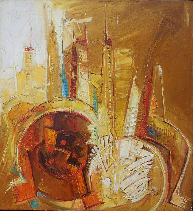 Painting titled "Esprit épanoui" by Mak, Original Artwork, Oil