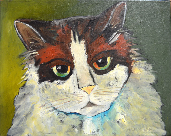 Painting titled "CAT XVI" by Miroslaw Hajnos, Original Artwork, Oil