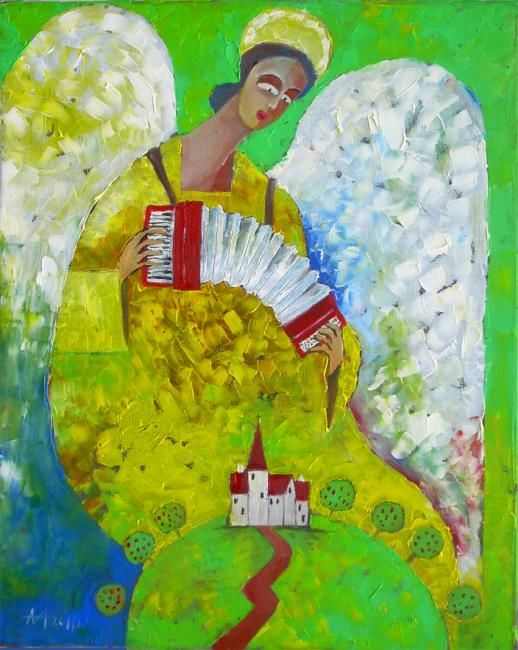 Malarstwo zatytułowany „ANGEL II” autorstwa Miroslaw Hajnos, Oryginalna praca, Olej