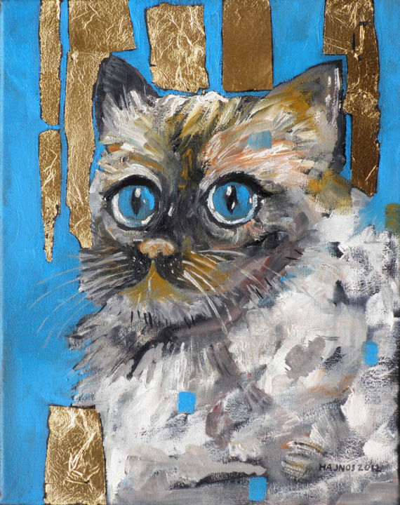 Pintura intitulada "CAT II" por Miroslaw Hajnos, Obras de arte originais