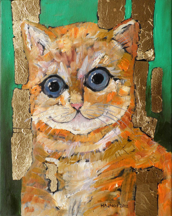 Pintura intitulada "CAT V" por Miroslaw Hajnos, Obras de arte originais