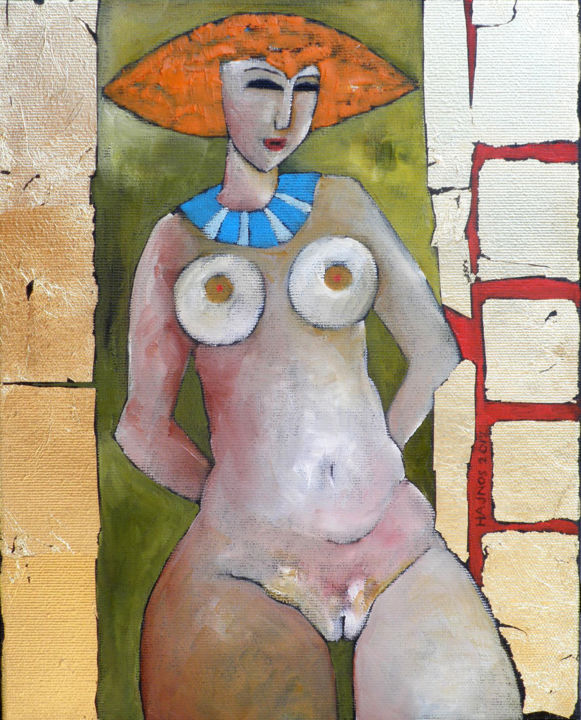 Painting titled "WOMAN XXI" by Miroslaw Hajnos, Original Artwork, Oil
