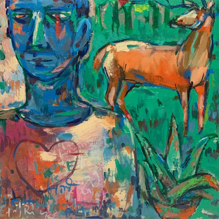 Картина под названием "Love in Forest" - Hajrian Syah, Подлинное произведение искусства, Акрил Установлен на Деревянная рама…