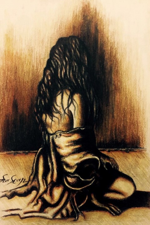 Dibujo titulada "WOMAN-1" por Hakan Art, Obra de arte original, Lápiz